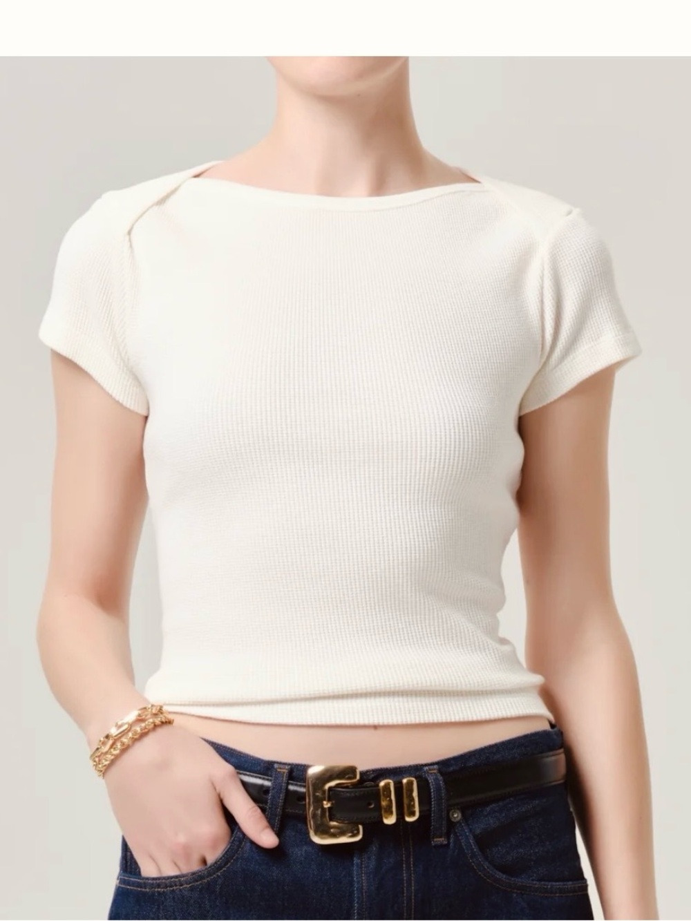 NWOT Citizens of Humanity Baby Waffle Tee cream small